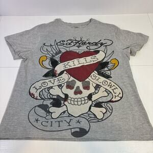 Ed Hardy “Love Kills Slowly” Gray T-Shirt Size Large C0050